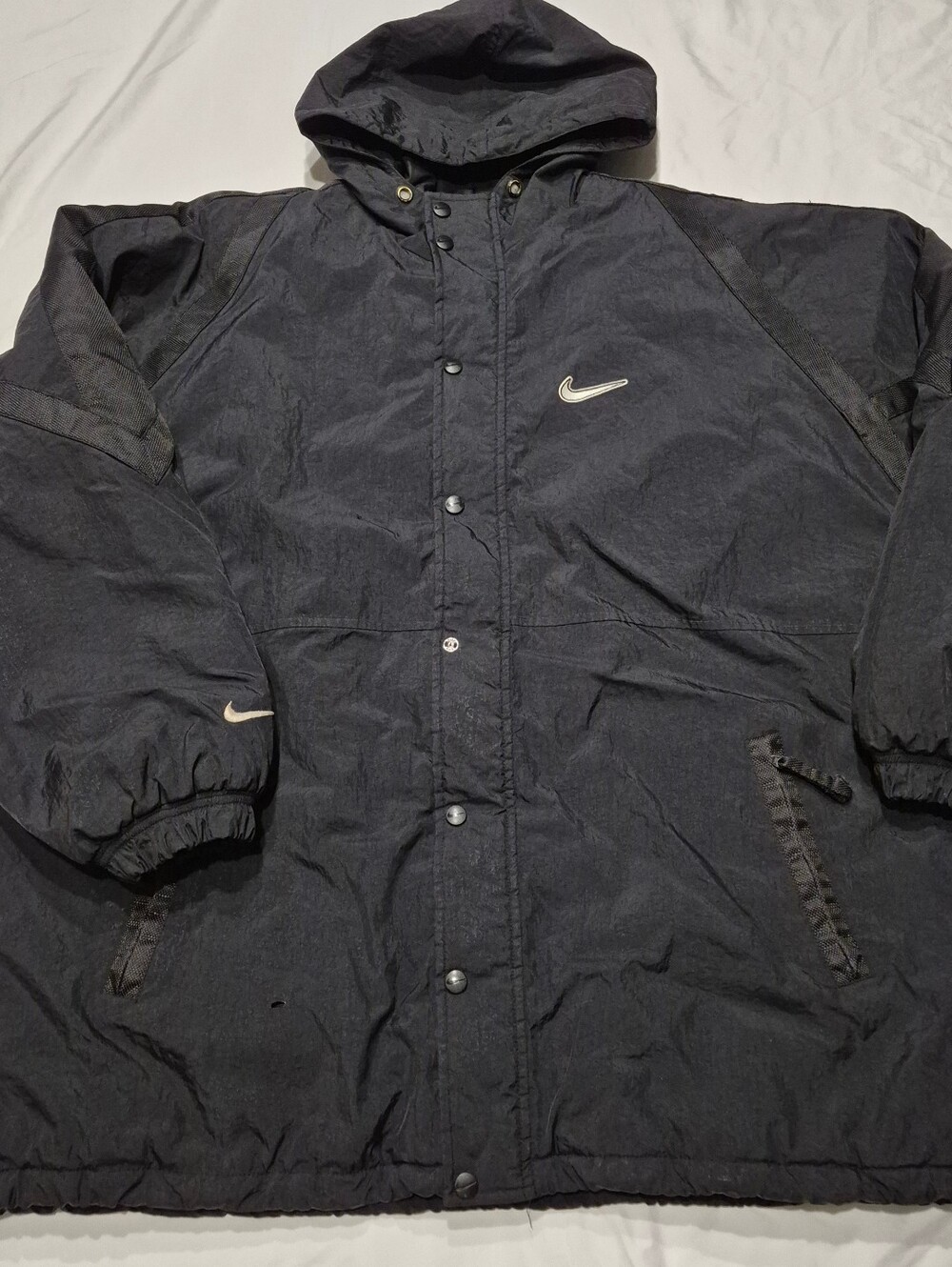 Vintage 1990s Nike Big Swoosh Quilted Puffer Jacket - Men's Large